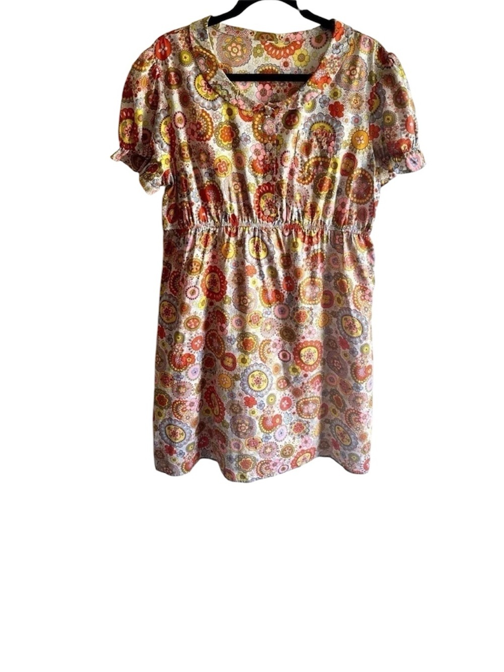 Floral Paisley Short Sleeve Women's Top in Multi-Color - Picture 2 of 9